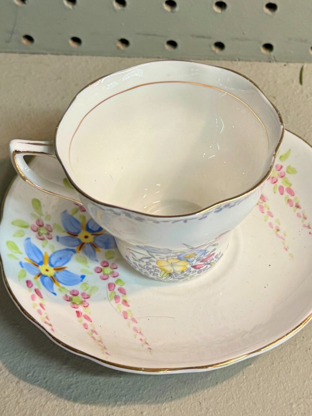 Vintage Rosina Cup & Radfords Saucer Shabby Chic Mixed Floral Teacup Set